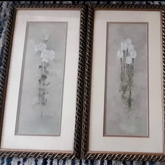 2 piece set Framed Signed Art print floral over vintagepainting 🌸